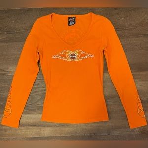 Harley-Davidson Orange Long Sleeve Top